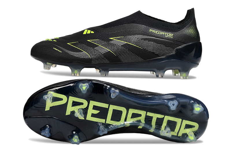 Chuteira Campo Adidas 25 Predator Elite FG- Sem Cadarço Preto/Verde