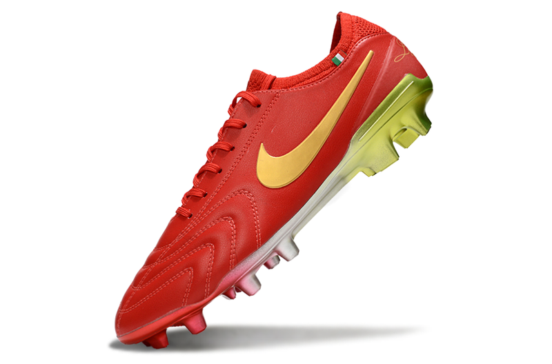 Chuteria Campo Nike Tiempo Legend 10  Elite LUXE Limitada FG- Vermelho/Amarelo