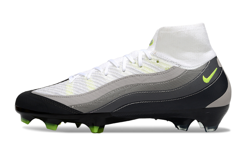 Chuteira Campo Nike Air Zoom Mercurial Superfly IIX Elite FG - Cano Alto Branco/Cinza