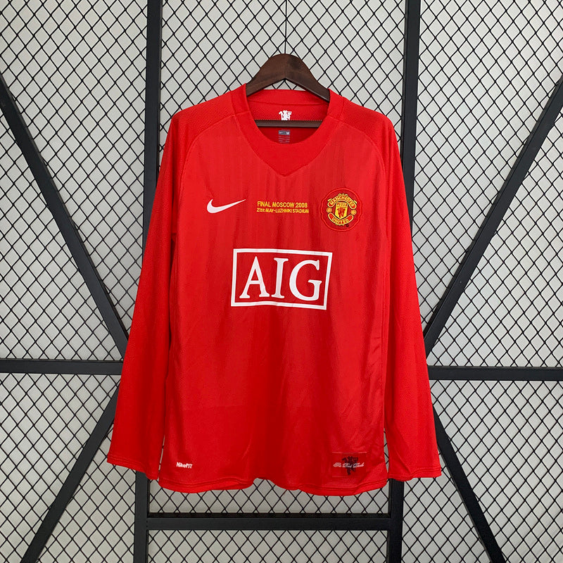 Camisa Retrô Manga Longa Manchester United 2007/2008 Retrô  - Nike Vermelha