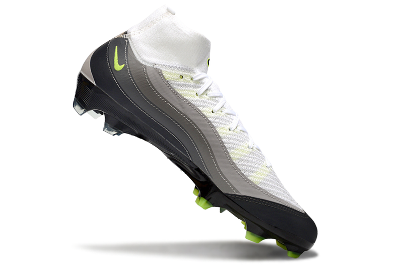 Chuteira Campo Nike Air Zoom Mercurial Superfly IIX Elite FG - Cano Alto Branco/Cinza