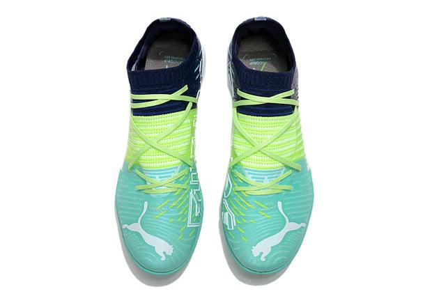 Chuteira Society Puma Future Z TF Blue/Yellow/Green - Low