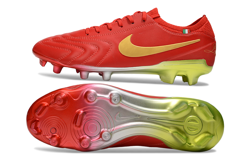 Chuteria Campo Nike Tiempo Legend 10  Elite LUXE Limitada FG- Vermelho/Amarelo